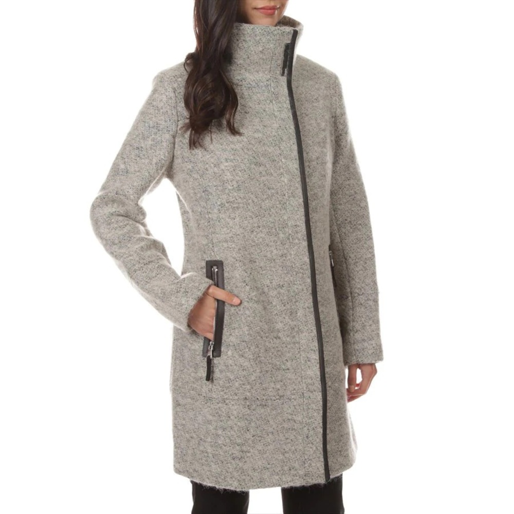 Calvin Klein Wool Blend Funnel Neck Coat